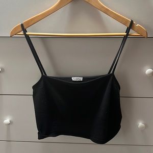 BLACK BRANDY MELVILLE CROPPED STRAIGHT NECK TANK TOP